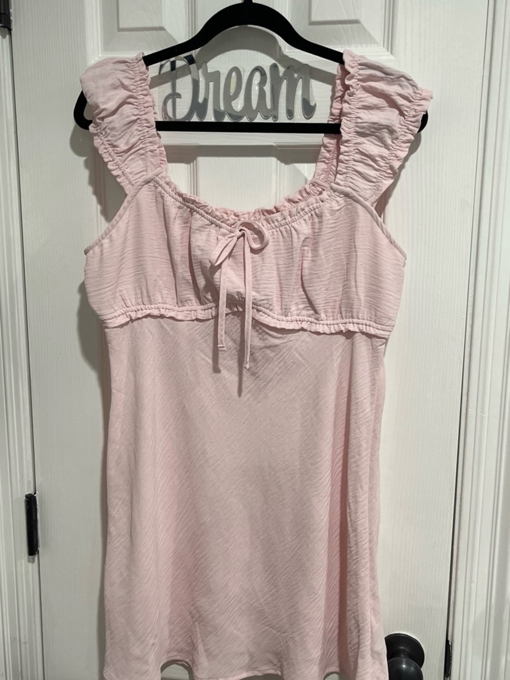 No Boundaries Light Pink Ruffle Strap Mini Dress